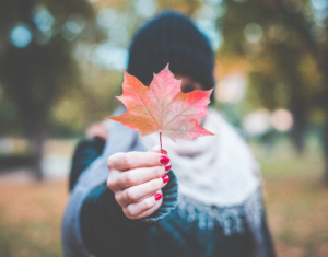 girl with leaf